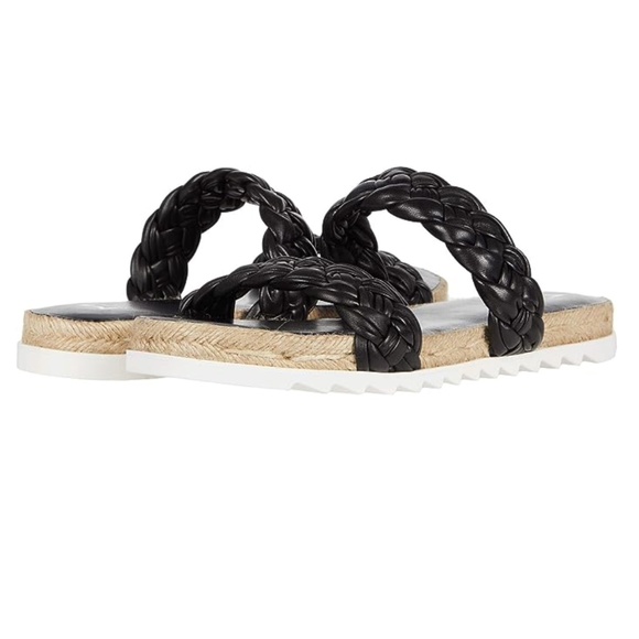 Marc Fisher [ Women's 9 ] Jaimee Espadrille‎ Braided Slide Sandal Black - Picture 1 of 12